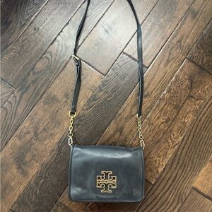 Tory Burch Black and Gold Crossbody Bag with Chain Strap